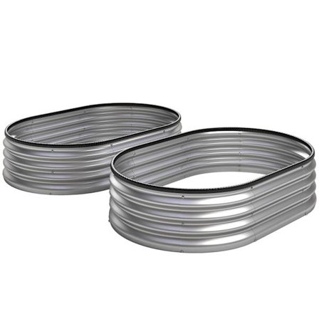 Metallinen kohopenkkisetti, 135x90x30 cm, soikea, 2 kpl