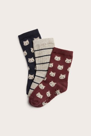 Newbie | Strumpor med tvättbjörnar 3-pack | Mörkblå