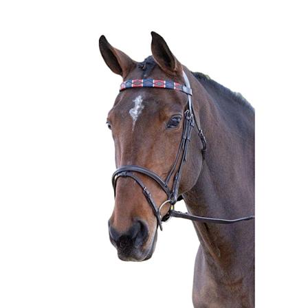 Blenheim Läder Polo Häst Pannband Ponny Röd/Marinblå Red/Navy Pony