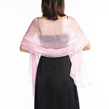 Aftenskjole Sjal til Bryllup, Ensfarvet Fest Sjal, Tulle Sjal (Lyse Pink)