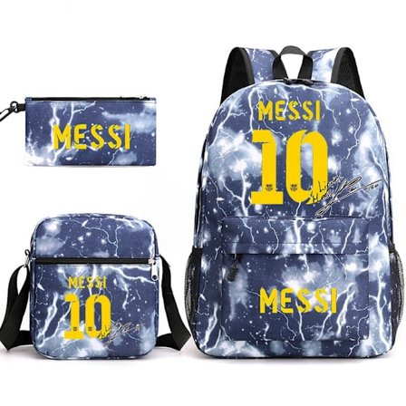 Messi Ryggsekk Canvas Gutter Jenter Skolegave Skolesekk