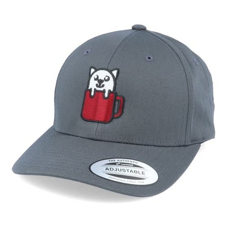 Iconic - Grå adjustable Keps - Cat In Mug Dark Grey Adjustable @ Hatstore