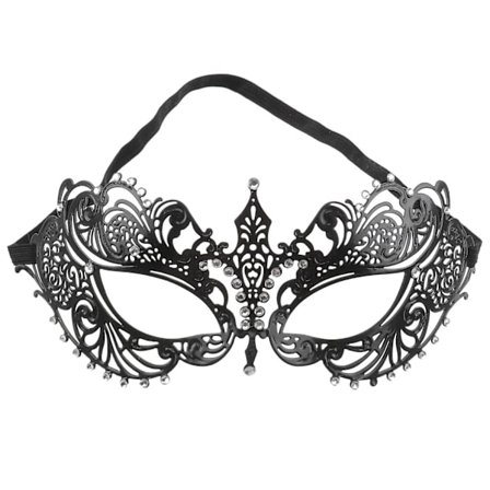 Kvinners Sexy Venetian Masquerade Maske i Metall med Krystall Rhinestone Dekorasjon for Halloween/Kostymeball/Fest (Svart)
