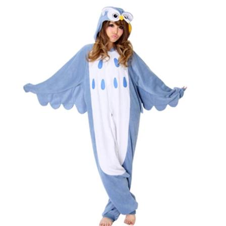 Animal Cosplay Kostym Kigurumi Onesie Owl Unisex vuxenpyjamas Blue S