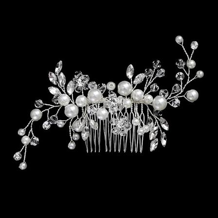 Nye sølvlegeringer hårkam Håndlavede perler strass Mode metal hovedstykke Elegant hårpynt tilbehør til kvinder HS-J4999