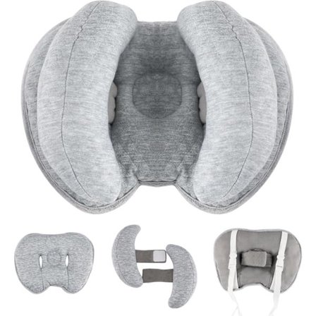 Opgraderet 2 i 1 Rejsepude til Baby, Justerbar Bananformet Nakkestøttepude til Baby, Klapvognsindsats til Børn, Småbørn