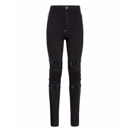 Philipp Plein, Super High Waist Biker Crystal Zwart, Dames, Maat:W28,elastaan