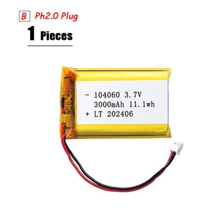 3,7V Lipo-akku Ph2.0-pistoke Ladattava litiumakku 3,7V PS4-kostuttimille GPS-navigointi Bluetooth-kaiutin MP3 MP4