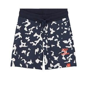 Kids - Hummel Navy Ditz Branded Printed Sweat Shorts 134 cm - Shorts - 134 CM - Navy