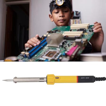 Loddekolbe Gul 60W 2 Min Hurtig Opvarmning Semi Automatisk 2 Strømtilstande Lodde Svejsning Jern til Reparation DIY 110‐220V EU Stik 110‐220V