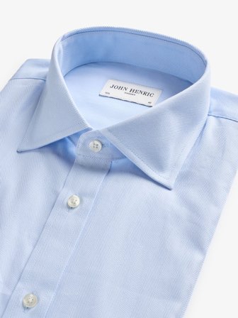 John Henric Men's Hellblaues Fischgrat-Hemd Slim Fit Size 39