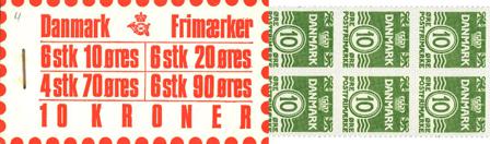 Danmark 1974 - Frimærkehæfte 10 kr. AFA 2 - Postfrisk
