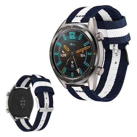 Huawei Watch GT 2 46mm nylon watch band - Dark Blue / White