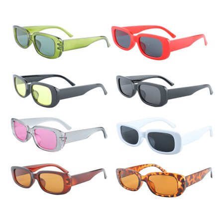 8 stk Små Vintage Solbriller Casual Retro Stil Rektangulære Solbriller til Mænd Kvinder