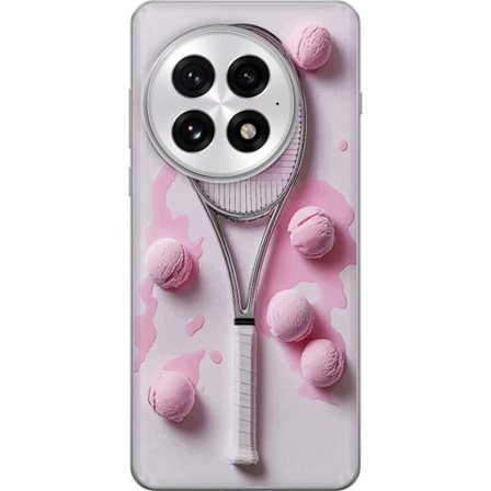 Kompatibel Mobilcover til OnePlus OnePlus 13 Rosa glaskugler og tennisketsjer i et kreativt stillbillede med legende popfølelse og moderne design, de