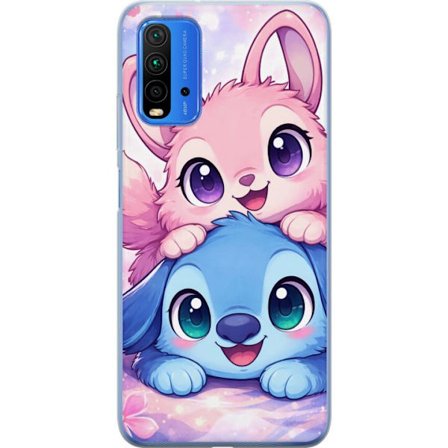 Kompatibel Mobilcover til Xiaomi Xiaomi Redmi 9T Sød kawaii illustration med pink og blå fantasidyr, store øjne og bløde farver perfekt til børne