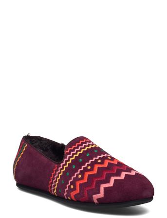 Hums Color Zigzag Loafer Slippers Hjemmesko Rød Hums