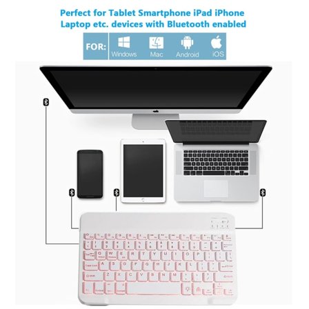 IC Bärbart trådlöst bakgrundsbelyst Bluetooth-tangentbord för surfplatta