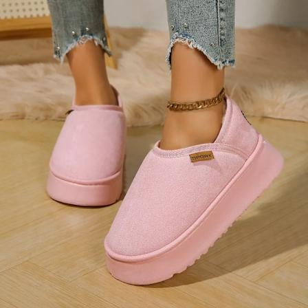 Vinterplattformstövlar Vintage Mode Dam Snö Varma Mocka Varma Inre Plysch Mode Tjockt Botten Dam Platta Botten Stövlar Pink 40-41