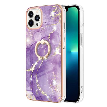 TPU Skal iPhone 15 Pro Max Ringholder Lilla Marmor