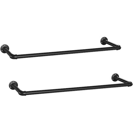 Rootz Tøjstativ - Sæt med 2 - Vægmonteret - 2 stænger - Sort - Metal - 92 x 30 x 7,5 cm