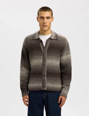 Selected Slhgaard Ls Knit Relaxed Polo Cardigan - Brown - M