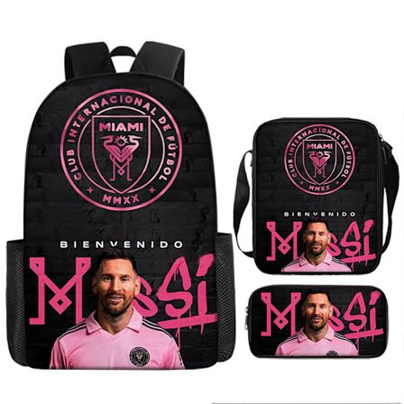 Messi skoletaske rygsæk blyantsæt skuldertaske tredelt sæt