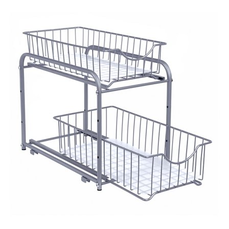 Justerbar hylla med utdragbara lådor i metall – 2 nivåer, stape