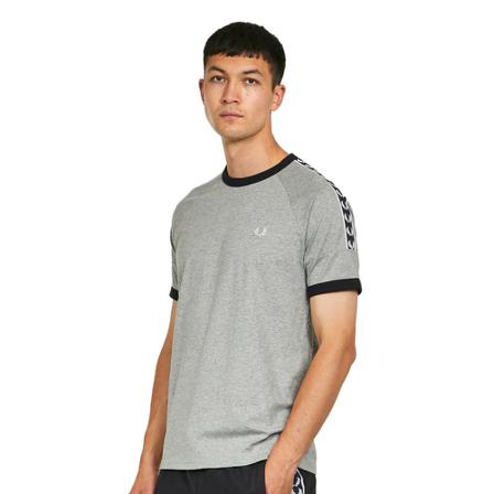 Fred Perry, Panelled Taped T-Shirt Szary, Mężczyzna, Rozmiar: S