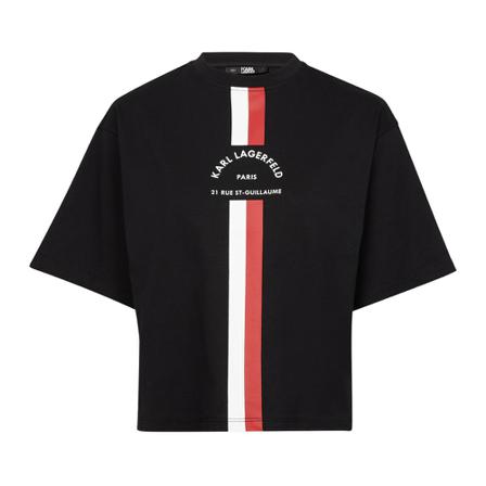 Karl Lagerfeld Rsg Monogram Cropped T-Shirt , Zwart , Dames , Maat: XL