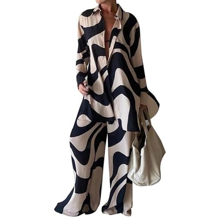 topp och byxor Långärmad skjorta och löst sittande byxor Black S