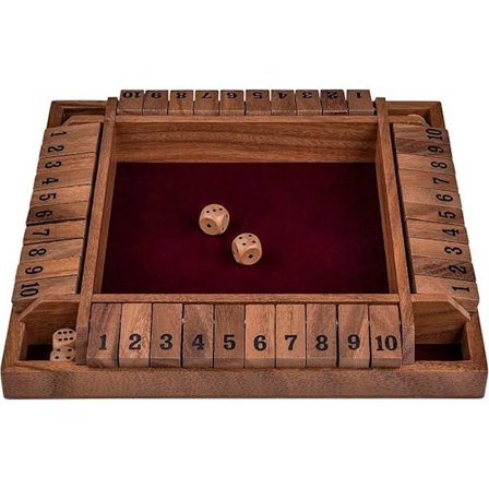 - 300406 - Spill Shut The Box i tre med filt - Pakke for 4 spillere - 8 terninger inkludert