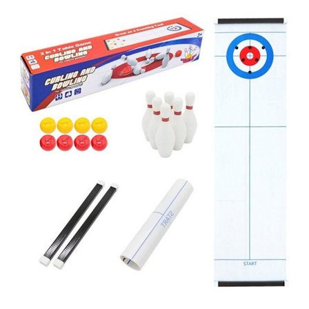 Bordcurling-spill for barn. Innendørs sportsspill. Curling- og bowlingleke 2-i-1 bordspill Innendørs avslappet mini pedagogisk bordspillsett