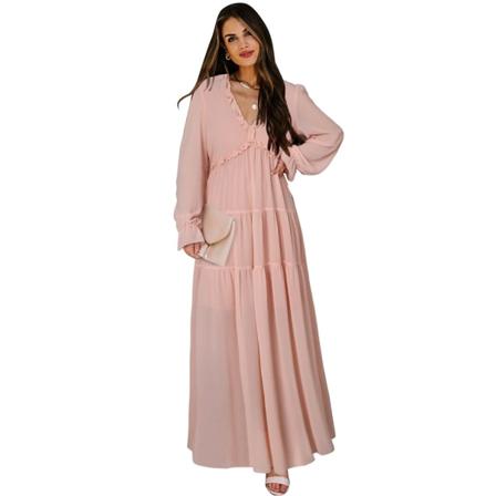 Blommig klänning i tyll för kvinnor Lös Casual Chiffongklänning LC613415-pink S
