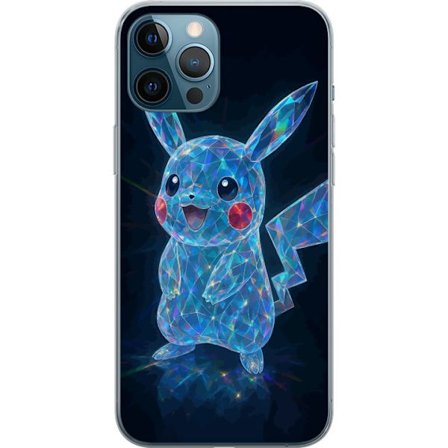 Kompatibelt Mobilskal till Apple Apple iPhone 12 Pro Max Glittrande kristallfigur i blått med holografiska reflektioner, söt karaktär som lyser mot