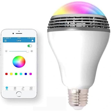 Bluetooth Ljuskälla Högtalare, Trådlös E27 Smart LED-lampa med RGB Färgbyte / Musikspelare / Smartphone App-Kontrollerad