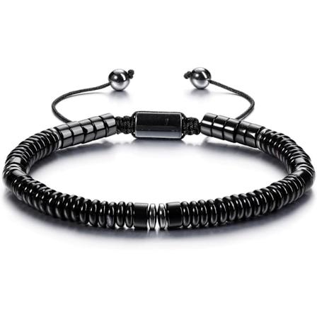 Helbredende Krystalarmbånd Justerbart Naturligt Krystalstenarmbånd til Mænd og Kvinder Black Obsidian