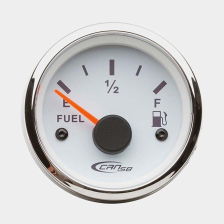 Tankmätare Bränsle vit botten, kromad ram 10-180 Ohm
