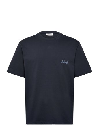 Lindbergh Oversized O-Neck Signature Tee S/S - Navy - L