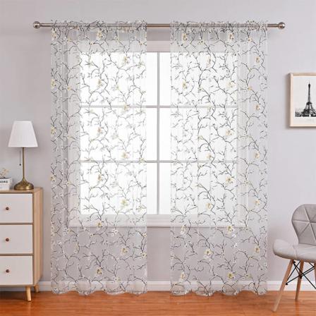 Behandlingar Sheer Voile Heminredning Många Storlekar Rod Pocket Gardiner