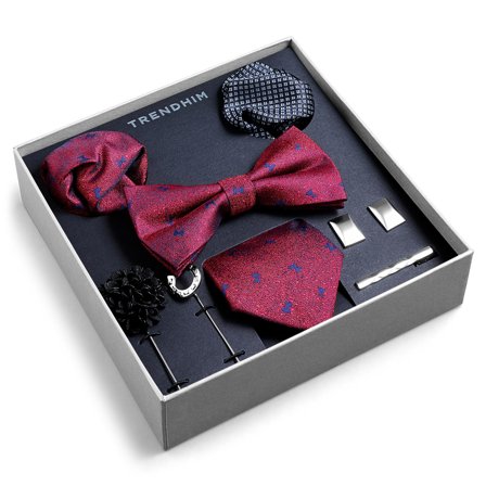 Boîte-cadeau pour accessoires de costume | Set à motif de nœud rouge pourpre & Bleu royal pour hommes - Coffrets cadeaux - pour Hommes - Trendhim