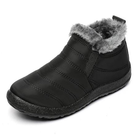 Dames Støvler Slip On Vinterstøvler Trend 2023 Vinter Sko Til Kvinder Booties Korte Vandtætte Sne Pels Støvler Ankel Bota Feminina Black 41