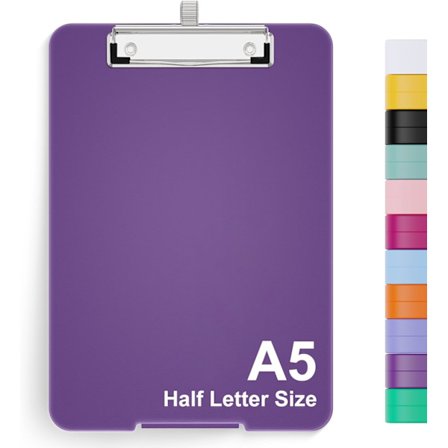 1 stk A5 Klemmbrett med Oppbevaring, Uttrekkbar Pennholder i Metall, 15 x 23 cm Sammenleggbar Klemme i Plast for Helsevesen, Kontorrekvisita, lilla