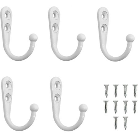 Knager, 5 stk. enkeltkroge med 10 skruer, vægmonterede tøjkroge, metal kroge til køkken og badeværelse