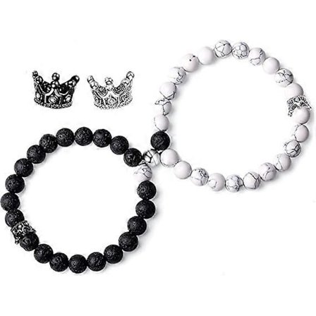 XPararmagnetisk armbånd til par, konge- og dronningekrone, afstandspararmbånd, smykker til ham og hende