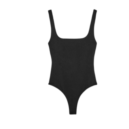 Svart ärmlös bodysuit med fyrkantig ringning