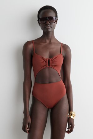 COS Women's Gathered Cutout Swimsuit
