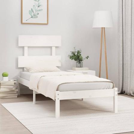 Vidaxl Sängram Vit Massivt Trä 90x190 Cm 3ft6 Vit