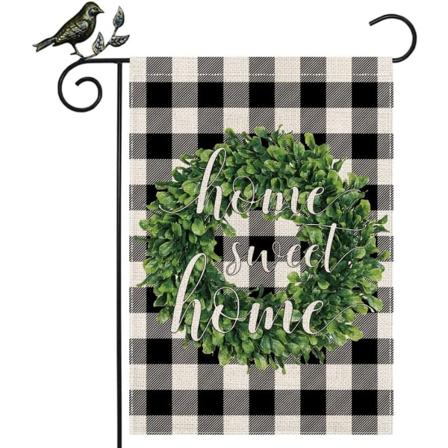 Home Sweet Home Buksbom Krans Have Flag 12,5 x 18 Tommer