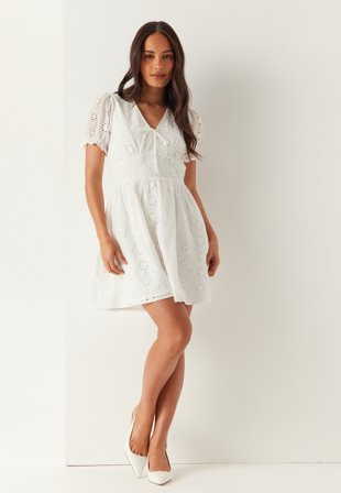 BUBBLEROOM - Broderie Anglaise Dress - White